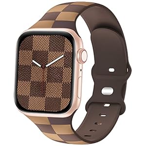 Luxury Checkered Designer Bands Compatible with Apple Watch Band 42mm 44mm 45mm 49mm Women Men,Soft Silicone Sport Strap Replacement Wristbands for iWatch Series 8 Ultra 7 6 5 4 3 2 1 SE