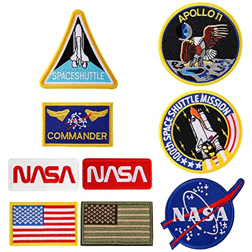 NASA Patches,NASA Patches Set,NASA Patches,NASA Patches Iron On,US Flag Patch 9 Pieces