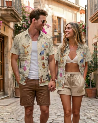 Image of 99TIMORO Movie Characters Hawaiian Shirt for Men Short Sleeve Top