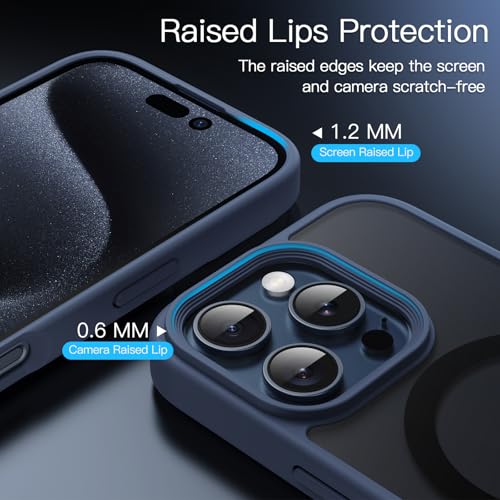 Image of JETech Magnetic Cover Case for iPhone 16 Pro 6.3-Inch Compatible with MagSafe, Translucent Matte Back Slim Shockproof Phone Cover (Storm Blue)