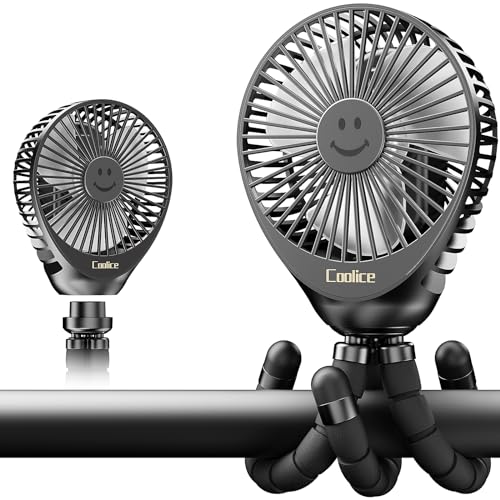 Image of Stroller Fan Clip on for Baby, 30Hrs Removable Fan for Strollers and Car Seat, 3 Speeds Baby Stroller Fans, Rechargeable Portable Fans for Strollers with Flexible Tripod for Camping, Hiking and Beach