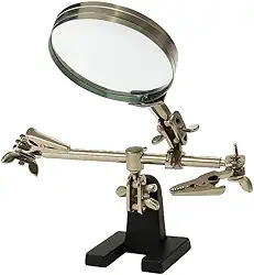 Lupa de Bancada com Lente de Vidro 60mm + Garras de Jacaré - Aumento 2X - Ideal para Eletrônica, Solda, Relojoaria, Leitura, Insetos e Hobbies - Mãos Livres
