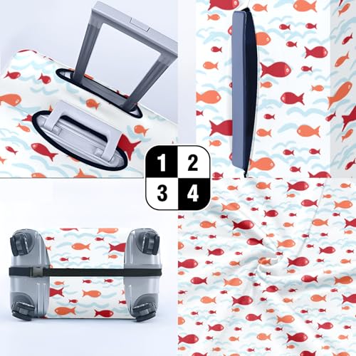 Travel Luggage Cover Suitcase Protector Scratch-Resistant Fit Not Included Suitcase Cute Small Red Fish S-19-21in4