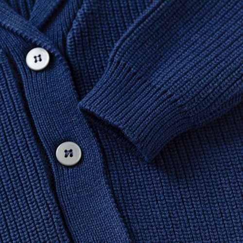 Toddler Boys' Cotton V-Neck Cardigan Sweater, Infant Baby Boys Button up Knitted Sweatshirt for Fall and Winter4