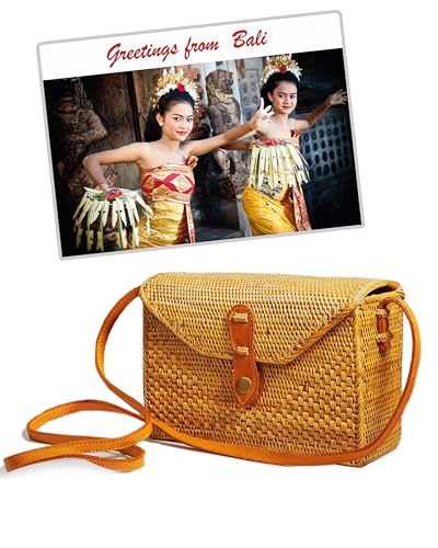 Pro@Home43® - Original auf Bali handgefertigte Damen Rattan Handtasche/Umhängetasche/Schultertasche Box type