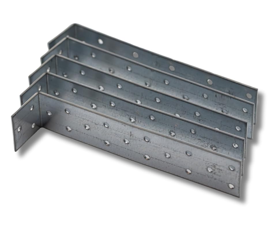 Winkelverbinder, Holzverbinder Metall, Galvanisches Zink Silber, Lochblech Bauwinkel Winkelblech Balkenwinkel bei Holzbau, Befestigung und Montage - 50, 400mm/40mm/40mm