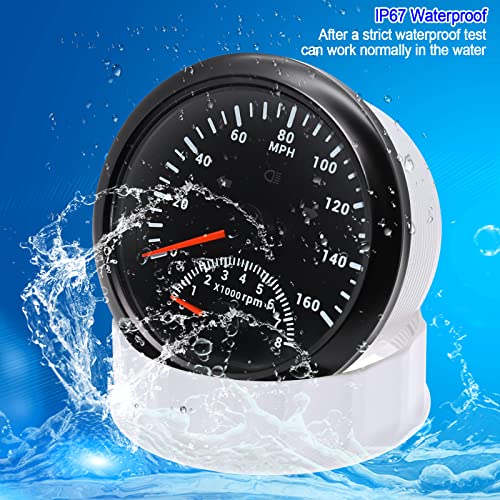 Image of ARTILAURA GPS Speedometer 0-160MPH with Tach 8000 RPM Marine Boat GPS Speedometer Tachometer 85mm 3 3 /8 inch AUTO Gauge (All Black)