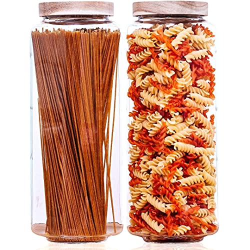 Econovo® Vorratsgläser eckig Set 1800ml (2-teilig), Vorratsgläser mit Deckel luftdicht und stapelbar, Vorratsdosen Glas-Behälter Set eckig für Aufbewahrung von Lebensmittel groß und klein Cover