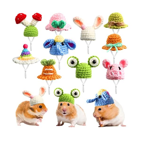 10 pcs hamster hat small animals cute tiny hat mini hand knitted hats for snakes pets bearded dragon guinea pig bunny costume accessories holiday parties