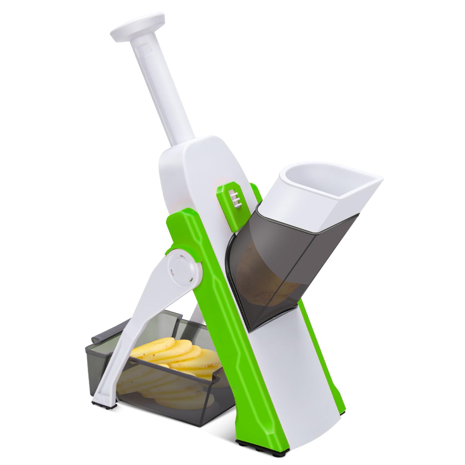 Masthome 5 in 1 Vegetable Chopper, Safe Mandoline Slicer,Professional Vegetable Slicer, Julienne&Dicer for Vegetables,Potato Slicer,Thickness Adjustable 0.1-8 mm Artifact Fast Meal Prep(Green)