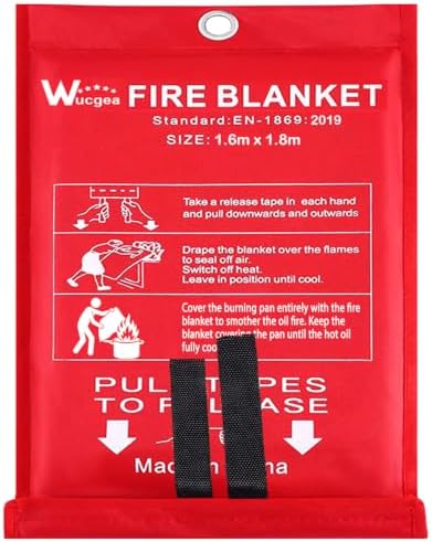 Löschdecke 160x180 für küche - Feuerlöschdecke DIN EN 1869:2019 Sicherheit Glasfaser Brandschutzdecke für Fettbrände Auto Schule Kamin Grill Büro Garage Schweißen Lager