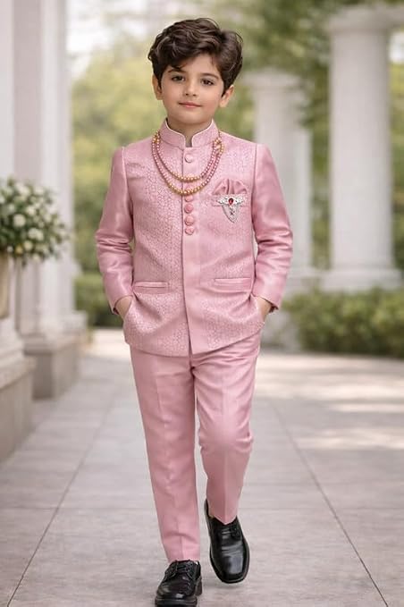 1 Year to 7 Year Baby Dress Kids Jacquard Floral Assemetric Traditional Outfit for Boy, Ethnic | Festival | Marriage Dresses for Boys - Regular Fit