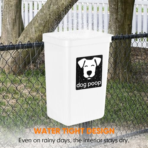 Image of Moryimi Dog Poop Trash Can Outside, 3.1 Gallon Dog Waste Trash Can with Trash Bag Dispenser, Outdoor Dog Poop Trash Can with Lid, White Hanging Trash Can for Fence, Garbage, Outdoors, Counter Top