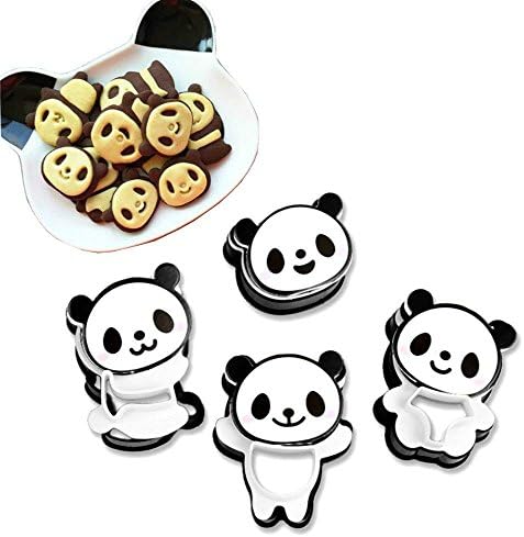 Panda Bear Cookie Cutter Set, 3D Mini Fun Plastic Chocolate Molds Small Decorative Cookie Stamp Kit for Baby Shower, Kids Birthday, Graduation, Party - 4 Piece