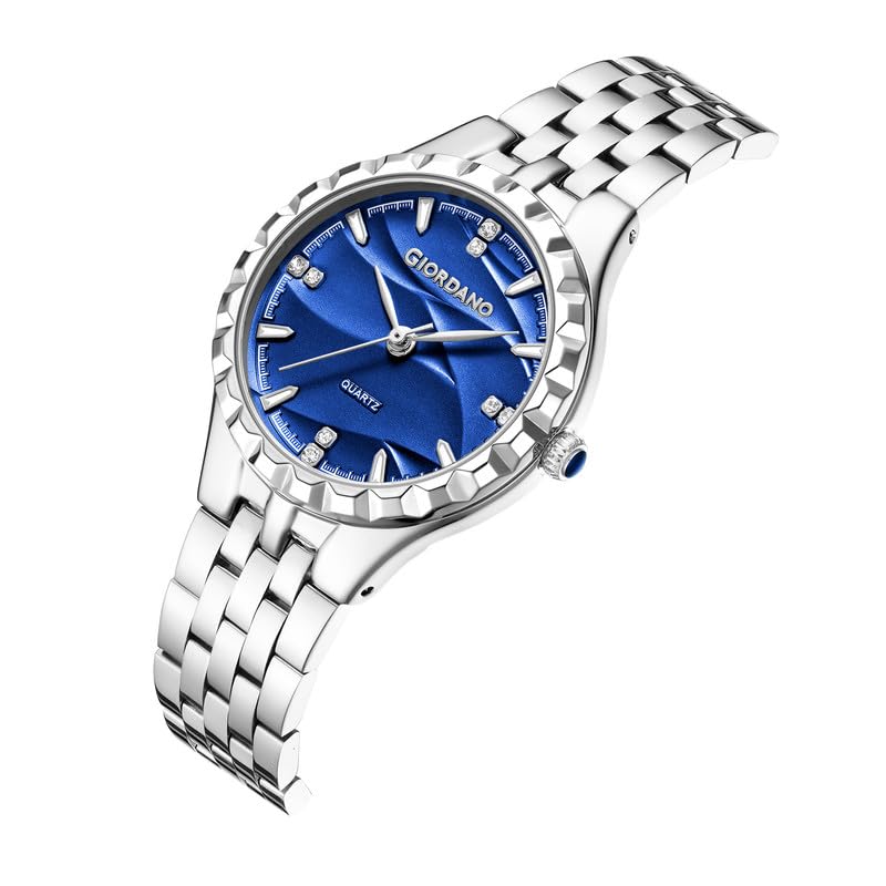 Image of Giordano Analog Quartz Watch for Women with Textured Round Dial, Luminous Hands and Markers, Stainless Steel Strap - GZ-60164