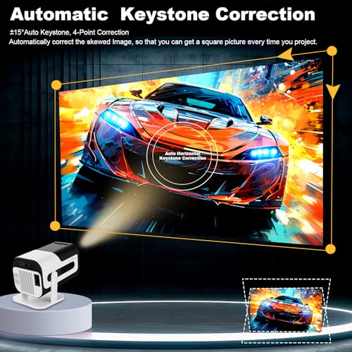 Image of Ear&Ear Mini Projector, HY320 Portable Projector, Support 4K 1080P with Dual-Band WIFI6 5G Wireless 5.0 Bluetooth Android 11, 180 Rotatable, Auto Keystone Correction, 40 inch-130 inch Screen Video Projector