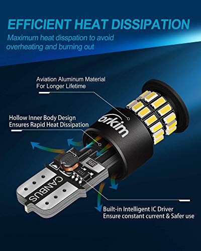 Yorkim 194 Led Bulb, 6000K White T10 Interior Led Light Bulbs T15 922 912 921 Led Reverse Lights Bulbs 168 Led Bulb For Interior Light Trunk License Plate Lights Backup Lights Marker Lights, Pack Of 2 #TOP4