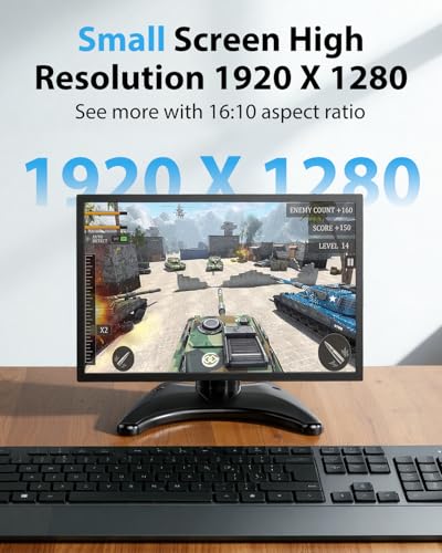 Image of Small Security Monitor for Camera Mini PC: Metal Case,10.5 inch 16:10 1920x1280, HDMI & VGA Port,Dual Speakers,High Brightness,with Moon Stand,for Office,Bedroom,Retro Gaming CCTV,Portable Travel