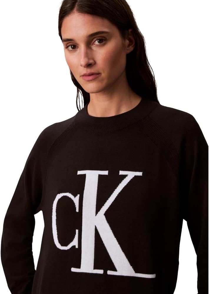 Calvin Klein Womens Monogram Logo Mockneck Sweater - Image 4