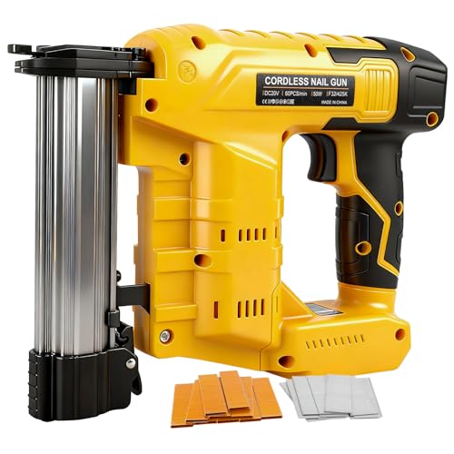 Upgraded 18GA Cordless Brad Nailer Compatible with Dewalt 20V Battery, Brushless Nail Gun Electric Stapler with 1000 Nails and 1000 Staples for Home Improvement, DIY and Woodworking