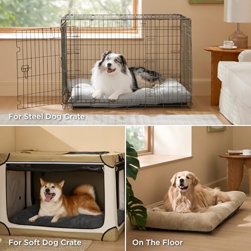 BEDSURE Hundebett Waschbar Extra Groß - XL Hundekissen Bett Beruhigende Hundematratze mit Rutschfestem Boden, Hund Angst Kissen für Sehr Große Haustiere, Grau, 104x69x8cm