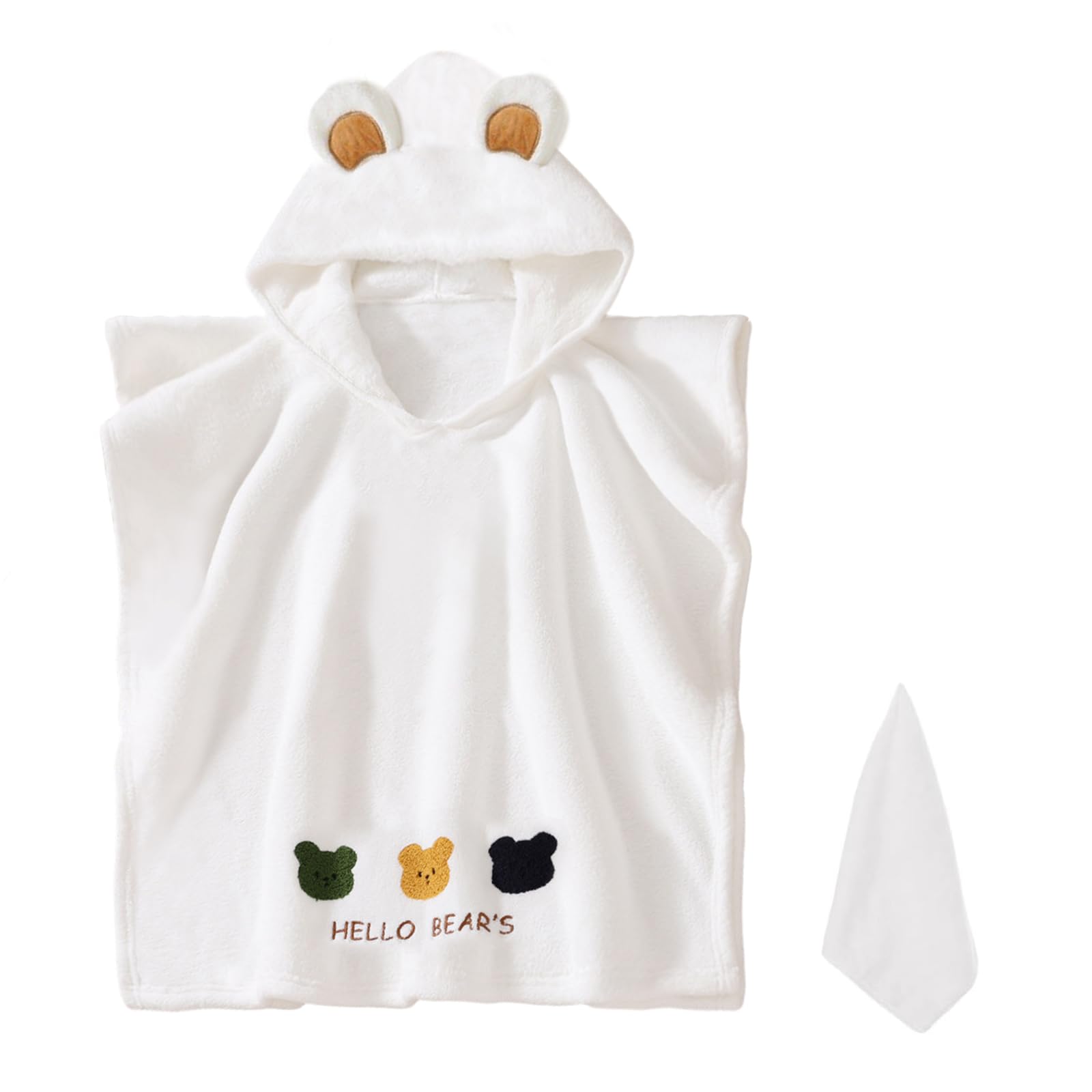 HAGOT Baby Badeponcho, Poncho Kinder Badetuch, Waschbares Baby Kapuzenhandtuch, Poncho Handtuch, für 0-3 Jahre, Weiß
