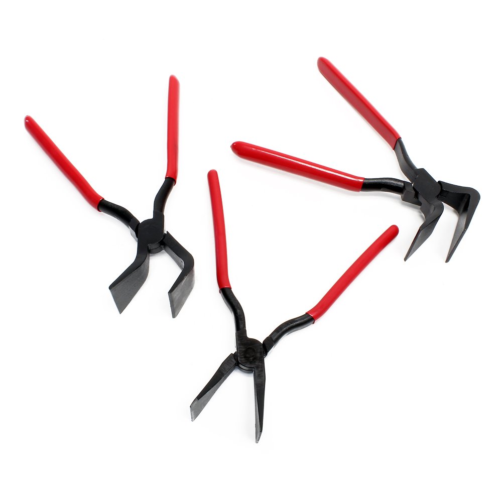 Wiltec Lot 3x Pince à border et plier tôle - 0° 45° 90° / Longueur 280/260 mm - Largeur de mâchoire 55 mm - pour Couvreur, Plombier Travail de carrosserie Réparation Redressage