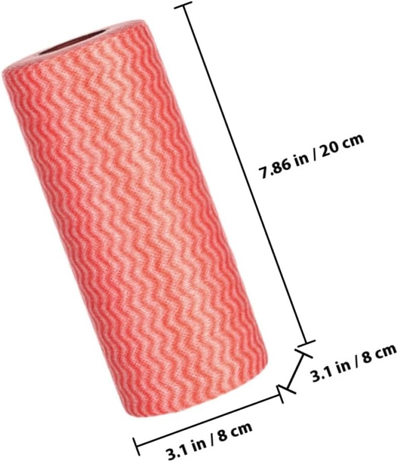 Disposable Dish Towels and Washcloths, Non-Woven Fabric, 2 Rolls (red and Orange), Multipurpose Kitchen Cleaning Cloths for Household Use and Dishwashing