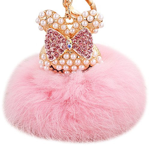 EASYA Animal Key Chain Creative Novelty Rabbit Fur Ball Charm Keychain for Car Key Ring or Bag2