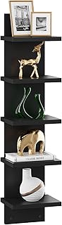 IBUYKE Estante vertical de 5 niveles, estante de pared flotante de almacenamiento, estantería vertical decorativa de mon...