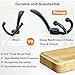 Dseap Coat Rack Wall Mounted - 5 Tri Hooks, Heavy Duty, Wooden Wall Coat Hanger Coat Hook for Clothes Hat Jacket Clothing, Natural & Black, 2 Packs
