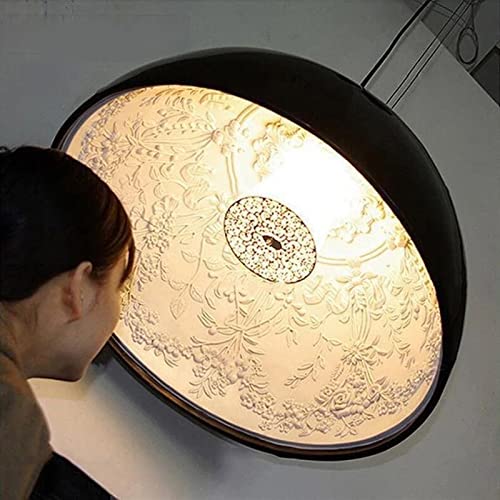 Lustre moderne résine LED pour salon contemporain - suspension noire et lumineuse