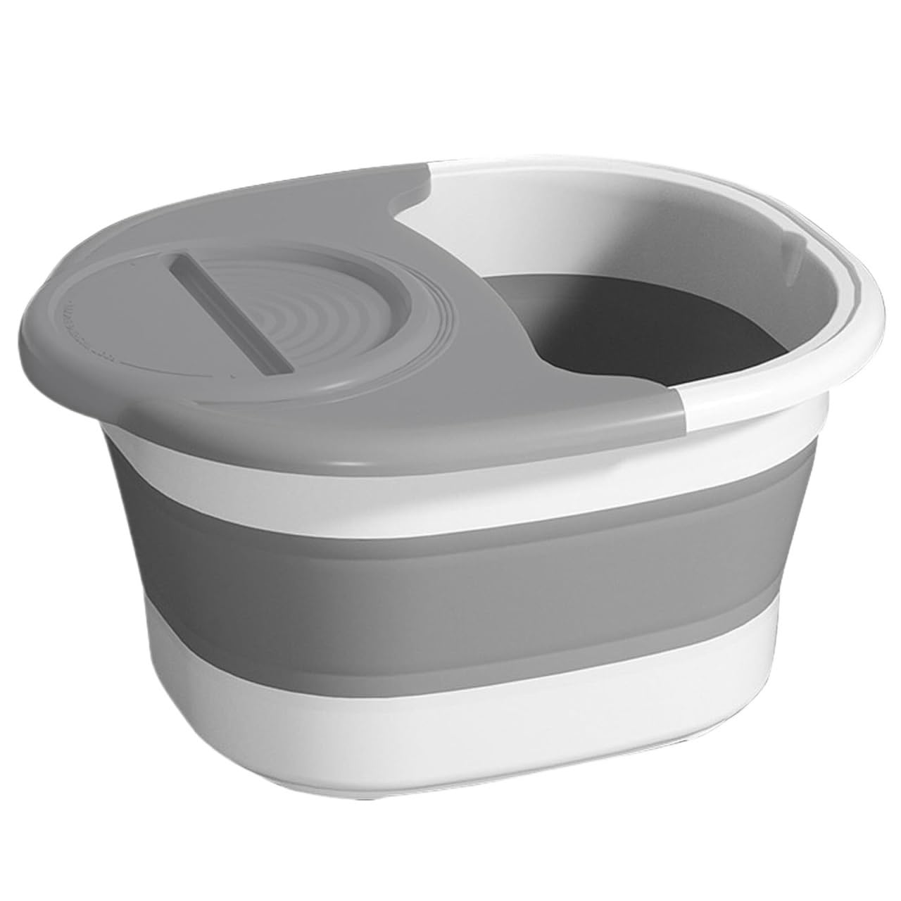 Fussbad Klappbares Fußbadebecken Aus Kunststoff, Tragbarer Fußbadeeimer for Einweichen Der Füße Mit Deckel Fußwanne Pool(Grey)