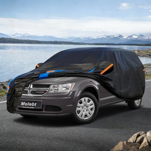 Image of Custom Fit SUV Car Cover for Dodge Journey, Upgraded Waterproof All Weather Outdoor Auto Cover with Driver Door Zipper & Mirror Pockets, UV /Snow /Dust Protection