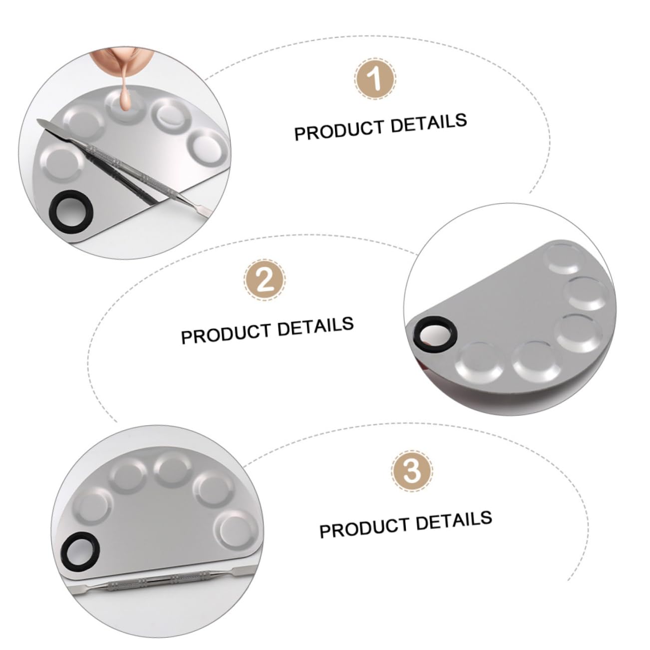 CALLARON 2 Sets Stainless Steel Watercolor Mixing Trays Smooth Bright for Foundation Makeup Nail Art Eyeshadow for Artists Beginners