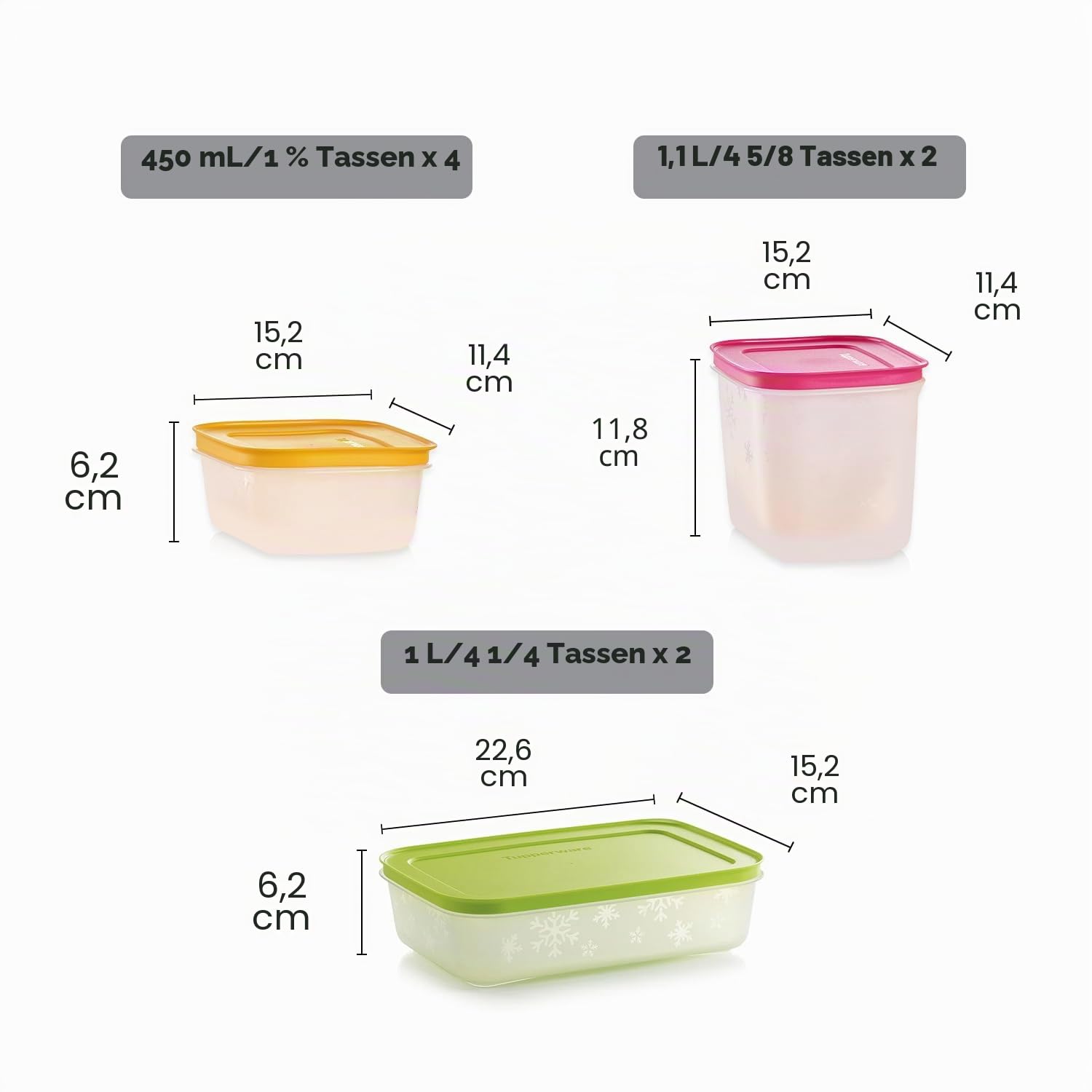 Tupperware Freezer Mates Gen II – Set von Lebensmittelbehältern, spülmaschinengeeignet und BPA-frei, 8 Behälter + 8 Deckel