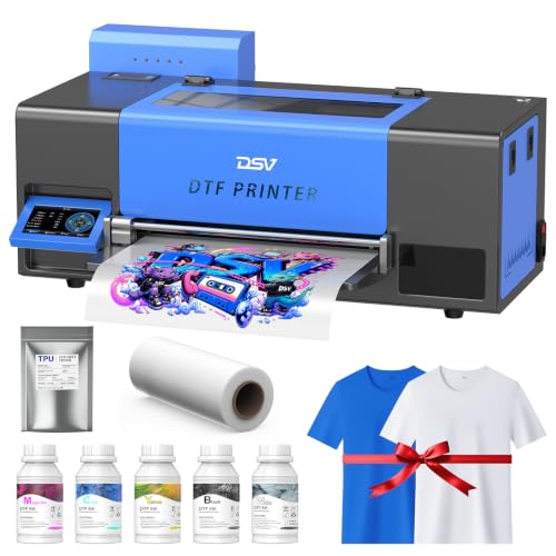 Image of DSV A3 DTF Printer with i3200 Industrial Printhead - Direct to Film Transfer Machine for Custom Apparel, 3X vs L1800, Holiday Mode Auto-Cleaning (Blue, I3200 DTF Printer)