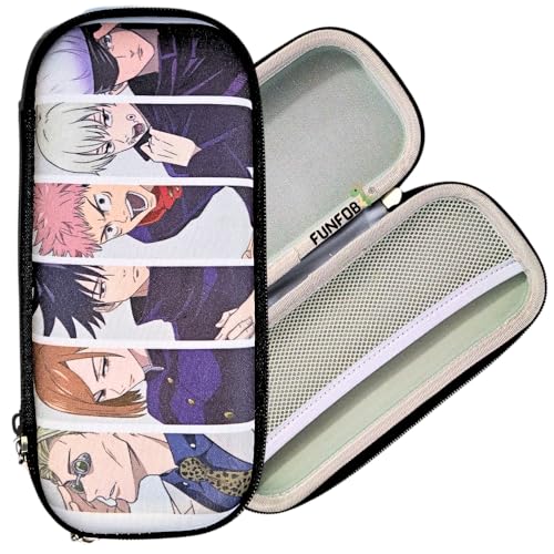 Image of Funfob Polyester Jujutsu Kaisen Pencil Box For School College For Pen Pencil Or Other Stationery Products Gojo Pencil Pouch|Jujutsu All Characters, Grey