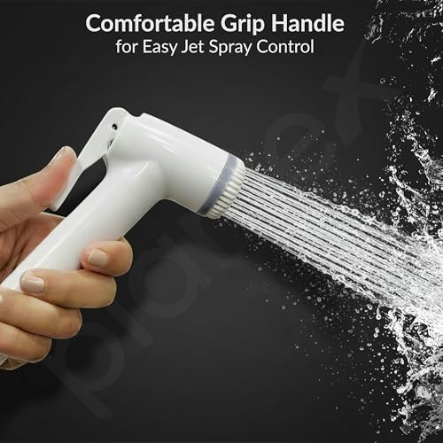 Image of Plantex Jet Spray for Toilet /ABS Health Faucet with 1 Meter Shower Hose Pipe and Wall Hook /Health Faucet Set for Bathroom /Hand Gun for Toilet - (Jecquar, White)