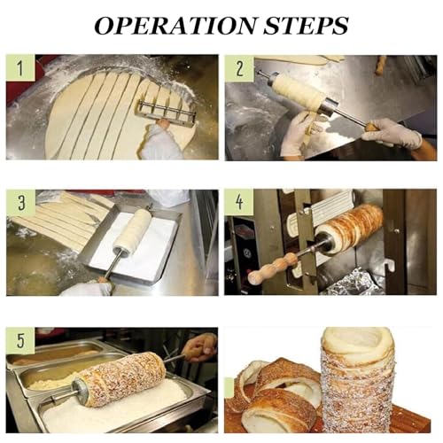 Kamin-Kuchenrollen-Ofen-Maker, Mini-Kreis-Brotbackautomat 110 V 220 V Doppel-Edelstahl-Form, Spiegelrumpf-Kamin-Wickler, Kommerzielle Brotmaschine,110V – Bild 7