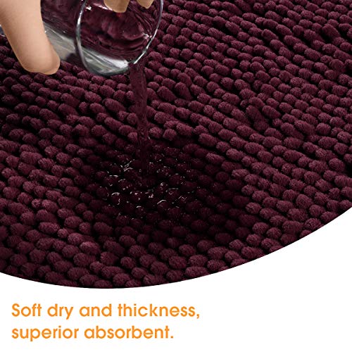 Bysure Deep Purple Bathroom Rugs Sets 3 Piece Non Slip Extra Absorbent Shaggy Chenille Bathroom Rugs And Mats Sets, Soft & Dry Bath Rug/Mat Sets For Bathroom Washable Carpets Set #TOP5