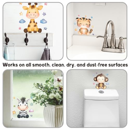 AHANDMAKER 6 x Süßer Cartoon Lichtschalter Aufkleber. Löwe Elefant Giraffe Tiger Zebra Affe Wandaufkleber Lichtschalter Aufkleber Für Kinderzimmer Leiste Fahrzeug Und Heimdekor