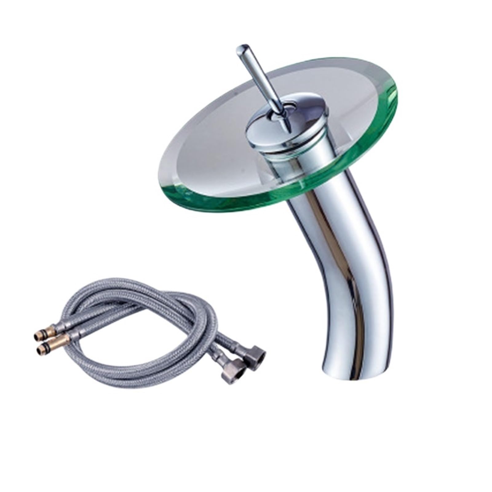Robinet lavabo cascade eau chaude et froide avec tuyau 1/2 en inox