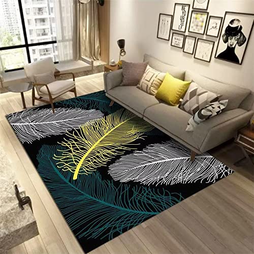 Tapis plumes bleu durable et lavable pour décoration de chambre moderne - 2