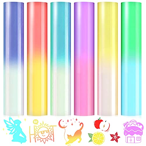 Mjartoria Color Changing Vinyl By Sunlight Htv Heat Transfer Vinyl Bundle 6 Sheets, 12'' X10'' Pu Iron On Vinyl For T-Shirts Clothes Bag Hats Fabric Diy Craft Supplies #TOP11