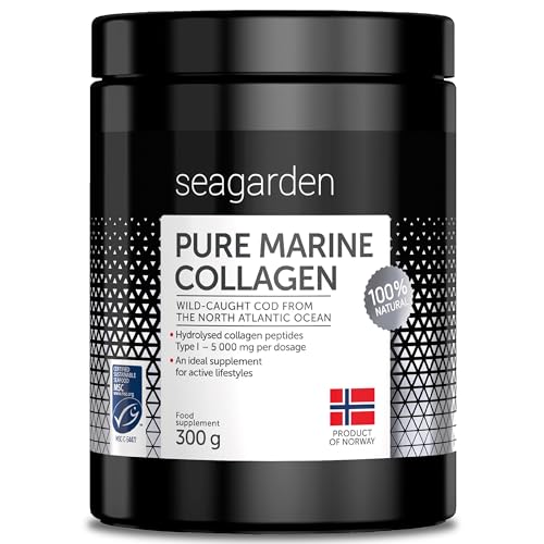Seagarden Polvo de Colágeno Marino Puro 100% Noruego - Colágeno Hidrolizado Tipo I de Bacalao Ártico Salvaje, Para Piel, Cabello, Uñas, Tendones, Músculos - 300 g (2 Meses, Sin Sabor)