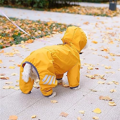 WUURAA Hunde-Regenmantel mit Kapuze, 4 Beinen, reflektierend, wasserdicht, hautfreundlich, Polyester, Blau, XXL