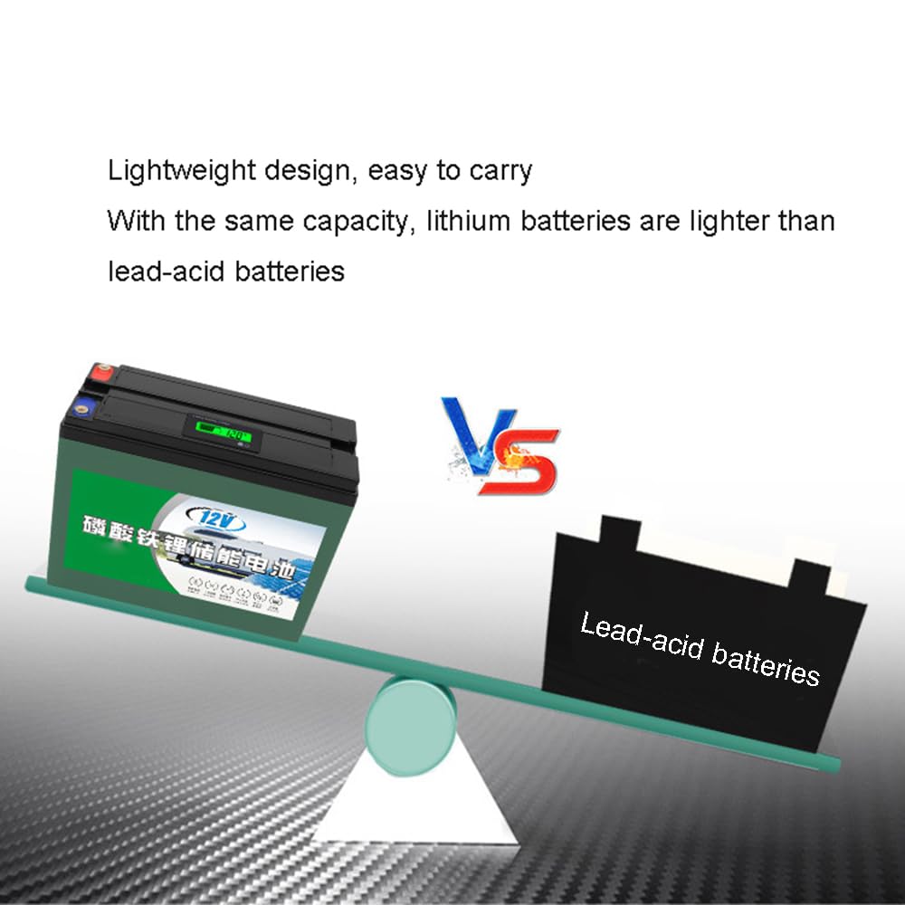 Batería Recargable de fosfato de Hierro y Litio LiFePO4 de 12 V y 30 Ah para autocaravanas, Camping y Pesca de Arrastre.
