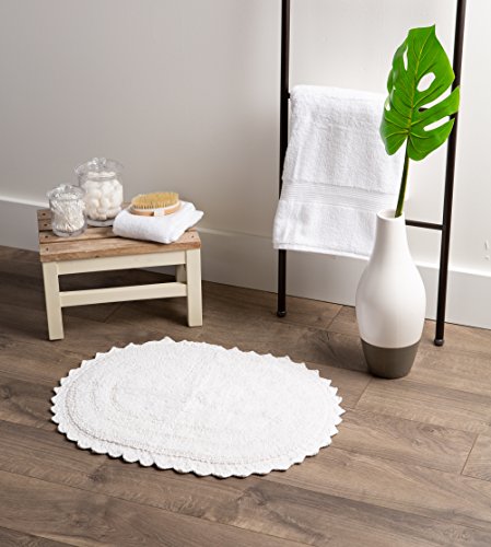 DII Crochet Collection Reversible Bath Mat, Small Oval, 17x24, White, 53 x 86 cm (Oval) - Image 4