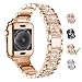 Produktbild Arkrdiif Kompatibel mit Apple Watch Armband Frauen Strass,Armbänder Apple Watch Glitzer Armband iWatch Series 6/5/4/3/2/1/SE Ersatzband Sport für iWatch (40mm | Band+Case, Champagner Gold)